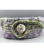 Handmade Wool Basket Purple Green Whimsical Cottage 10 x 5.5 Storage Decor - $291.89 MXN