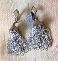 Sarah Coventry Silver Dangle Chain Earrings Clip on Style - $5.00