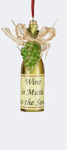 Kurt S. Adler Wine Is Music To The Soul Acrylic Wine Bottle Christmas Ornament - £7.94 GBP