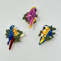 Tropical Bird Toucan Resin Button Covers 2 Inch Pink Blue Crafting Supplies  - $12.86