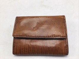 Michell&#39;s Wallet Lizard Compact Brown Leather Mini Small Unisex - $44.09