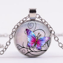 [Jewelry] Princess Butterfly Glass Pendant Necklace Girl/Friend Birthday Gift - £7.16 GBP