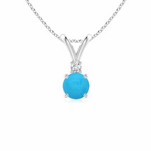 ANGARA 5mm Turquoise Solitaire Pendant Necklace with Diamond in Silver for Women - £173.21 GBP+