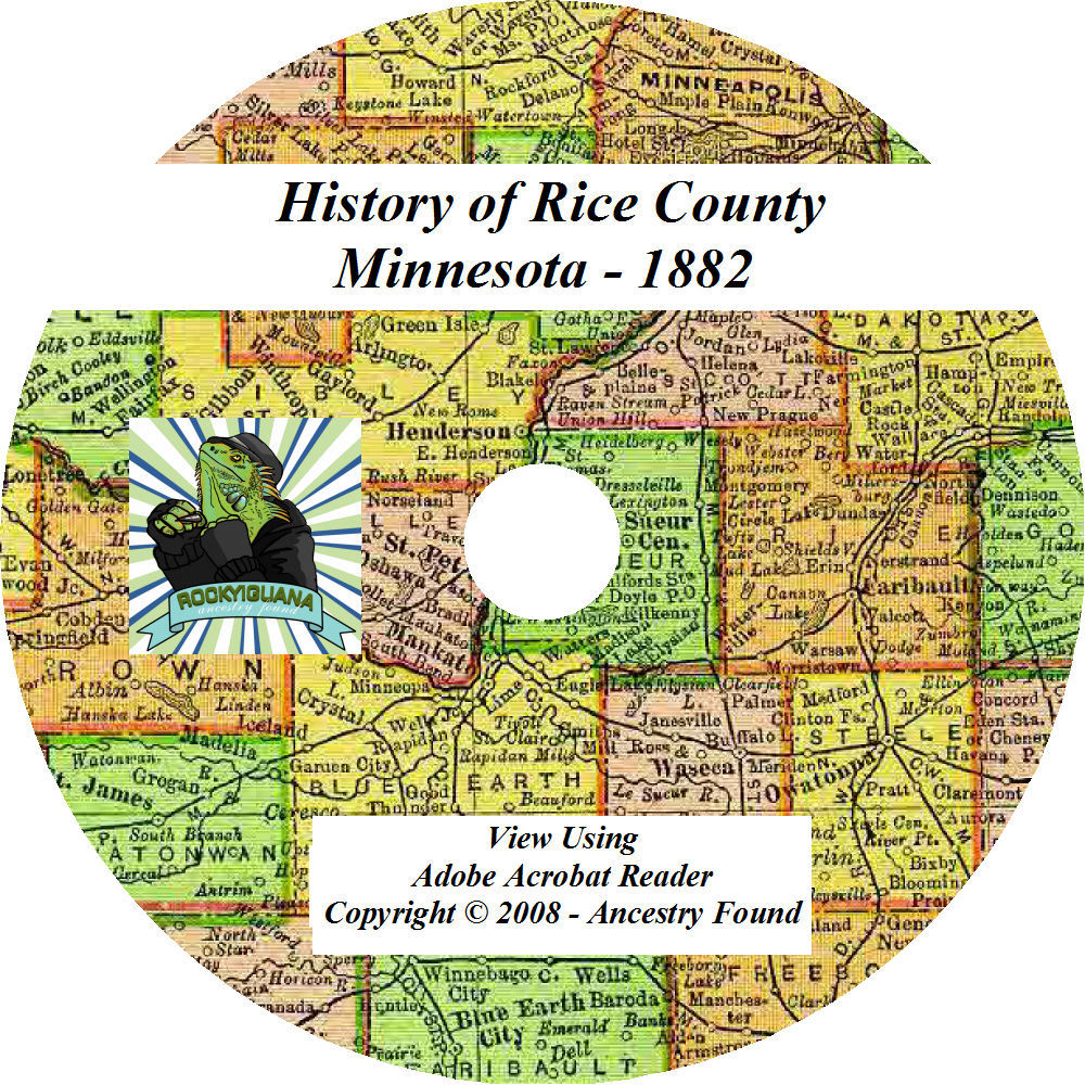 1882 History & Genealogy of RICE County Minnesota MN