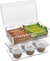 2-Pack Organizer bin with Lids, Kitchen Pantry &amp; Fridge Food Storage Con... - £39.95 GBP
