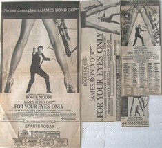 For Your Eyes Only ~ Roger Moore, Vintage Movie Ads From 1981 ~ Advertisements - £6.17 GBP