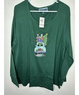 Karen Scott Women’s Green Spruce Night Whimsy Christmas Long Sleeve Shir... - $27.05 CAD