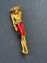 Goldtone &amp; Red Enamel Career Woman Pin Brooch – marked on back – 2 and 1/8th’s x - £8.87 GBP