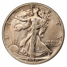 1938-D Argento da Passeggio Libertà Mezzo Dollaro 50C (Sottile, F Condizioni - £102.67 GBP