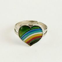 Rainbow Heart Mood Ring Adustable Fashion Jewelry Fits Ring Sizes 3 - 8 image 3