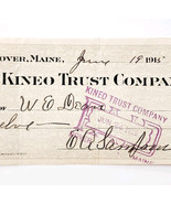 1915 Kineo Trust Company Bank Check E.A. Sampson Dover Maine Signed 7101... - $28.05 CAD