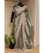 Exclusive Tissue Organza Saree with Rich Handwork Embroidery | Designer ... - $313.03