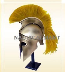 GREEK CORINTHIAN HELMET WITH YELLOW PLUME BY NAUTICALMART