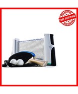 Quick Setup Table Tennis Set: 2 Paddles, 2 Balls &amp; Adjustable Retractabl... - $513.77 MXN