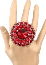 2&quot; D Basic Red Cluster Crystal Oversized Statement Party Ring Costume Je... - £14.93 GBP