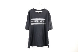 Vintage Quiksilver Surfing Mens 2XL Faded Spell Out Short Sleeve T-Shirt Black - $39.55