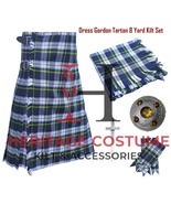 Highland Traditional Dress Gordon Tartan 8 yard Kilt For Men&#39;s Custom Si... - £69.91 GBP+