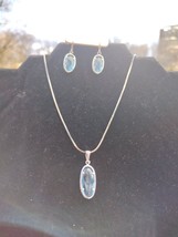 Blue Topaz in Sterling Silver Necklace and Drop Earring Set - £43.65 GBP