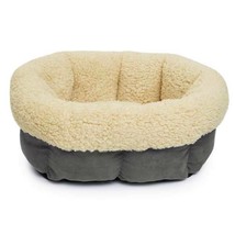 Cat Beds Grey Berber Lined Circle Bolster Sides Snuggle Small Pet Cushio... - £23.62 GBP