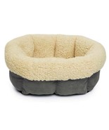 Cat Beds Grey Berber Lined Circle Bolster Sides Snuggle Small Pet Cushio... - £23.65 GBP