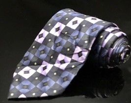 Croft &amp; Barrow Purple White Geometric Silk Necktie Tie - £8.48 GBP