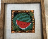Machine Embroidered Watermelon Picture On Linen With Wood Frame 6 X 6 - $24.73