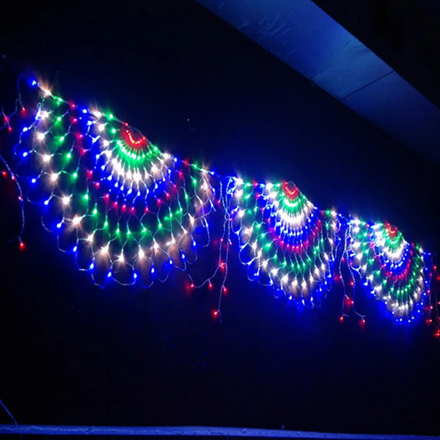 Eu us plug 3m 3 peacock mesh net led string lights outdoor fairy garland for wedding thumb200