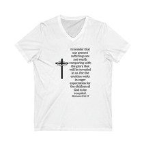 Unisex Jersey Short Sleeve V-Neck Tee Christian T Shirt Romans Scripture - £21.12 GBP+