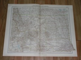 1927 Map Of Central Usa Montana Wyoming Yellowstone North South Dakota Nebraska - $26.42