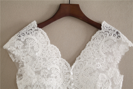 White Cap Sleeve V-Neck Lace Tanks Custom Plus Size Bridal Tops Covers image 2