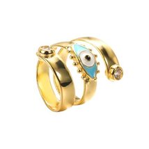 Evil Eye Ring for Women Gold Colorful Enamel Chunky Rings Adjustable Sta... - £20.47 GBP