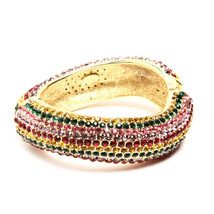 Amrita Singh Gold Rainbow Crystal Priscilla Wavy Hinged Bracelet BRC 119 NWT - £23.32 GBP