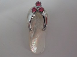 Small Jeweled Charm Pearl Color Sandal with Pink Faux Diamonds Slipper F... - $4.99
