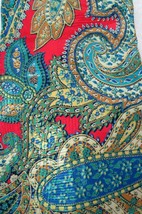 Barneys New York Bright Colored Paisley Red Teal Blues Brown Silk Neck Tie Italy - £23.34 GBP