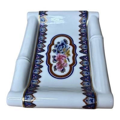 Elizabeth Arden CHINOISERIE Ceramic Rectangle Soap Dish Gold Accents 6" x 4-1/4" Item image 4
