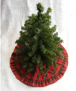 Vintage 1990 Hallmark Miniature Christmas Tree Wooden Base Red Quilted S... - $49.49