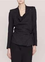 Helmut Lang Cashmere Wrap Leather Belted Jacket Charcoal 4 - £159.39 GBP