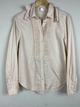 Vintage J. Crew Peach Tuxedo Front Button Down Long Sleeve Shirt Women&#39;s Sz 2 - £14.21 GBP