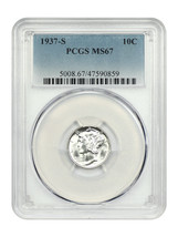 1937-S 10C Pcgs MS67 - £182.51 GBP