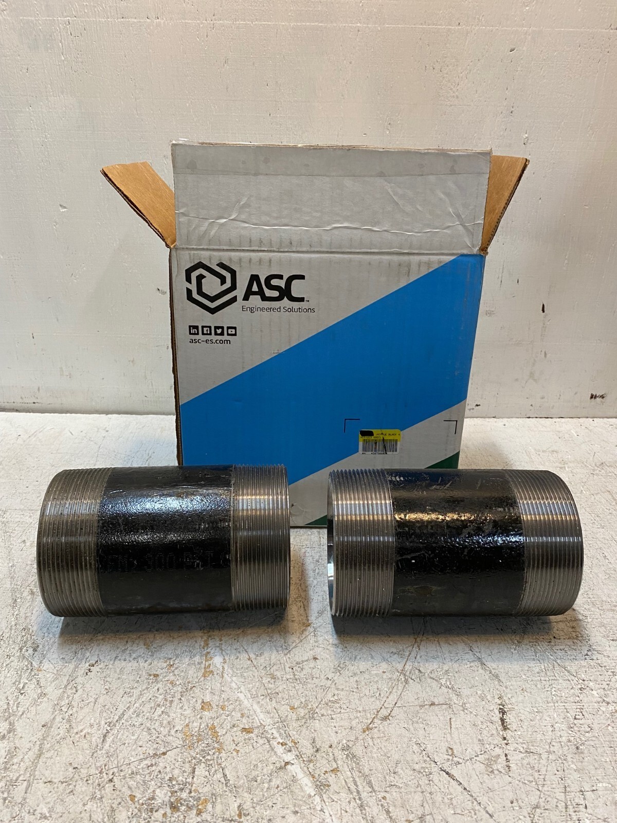 2 Quantity of ASC Pipe Nipples Black Anodized Steel 4&quot;x7&quot; 0330054800 (2 ... - $72.01