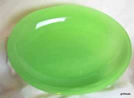 Vintage  Green Slab Glass Oval Dish Bowl 9.5 x 7.5&quot; - £23.60 GBP