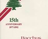 Bacchus 15th Anniversary Menu 1992 Lebanese Cuisine  - £14.19 GBP