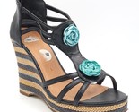 Sbicca Women Strappy Espadrille Wedge Sandals Kelly Size US 8.5W Black S... - $9.90