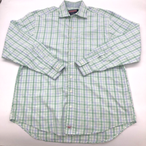 Vineyard Vine Shirt Men&#39;s Large Green Blue Plaid Button Down Long Sleeve Collard - £25.57 GBP