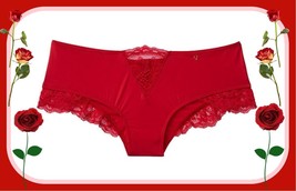 M  Red Lipstick Satiny Micro Lace Inset Very Sexy Cheeky Victorias Secret Pantie - £10.44 GBP