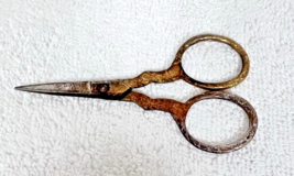 Vintage Antique Embroidery Scissors Worn Gilt Decorated Floral Handles 3... - $14.85