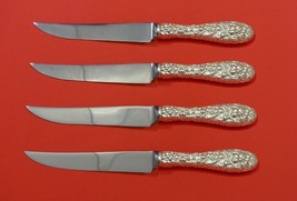 Rose by Stieff Sterling Silver Steak Knife Set 4pc HHWS  Custom Made 8 1/2&quot; - £227.87 GBP