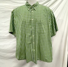IZOD Green &amp; White Plaid Short Sleeve Men Shirt XL - $285.10 MXN