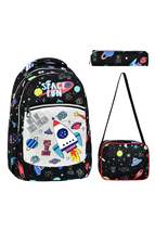 3-pack Elementary School Space Patterned, Waterproof School Bag with Food and Pe - £65.90 GBP