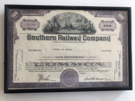 Framed Southern Railway Company Stock Certificate  - £31.96 GBP